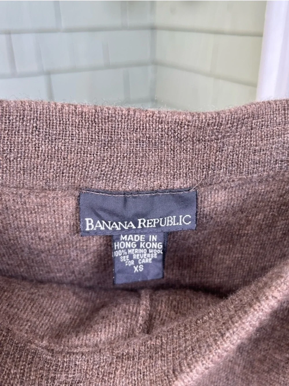 Vintage 1990's Banana Republic slanted pencil skirt with slit in taupe